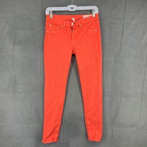 Rag & Bone Jeans Womens 28 Orange Zipper Capri Cotton Blend Pockets Stretch